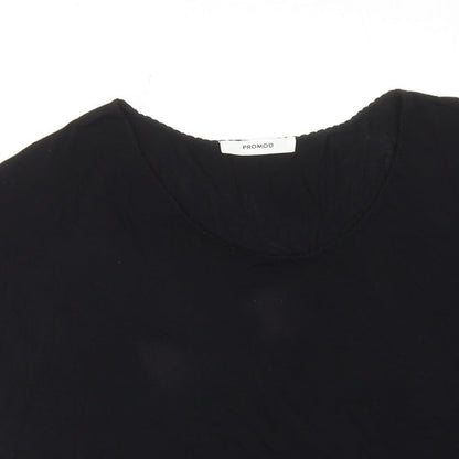 Promod Womens Black Viscose Basic T-Shirt Size M Scoop Neck