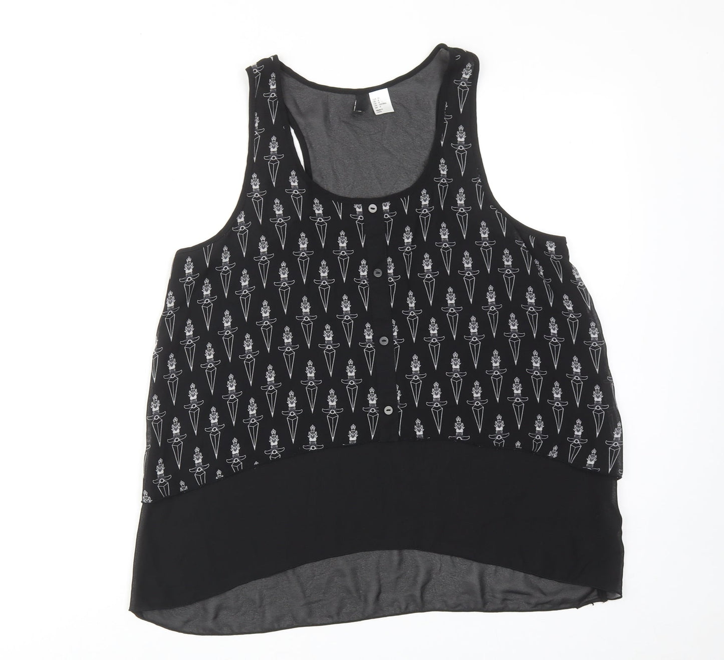 Womens UK Size 12 H&M Black Basic Tank
