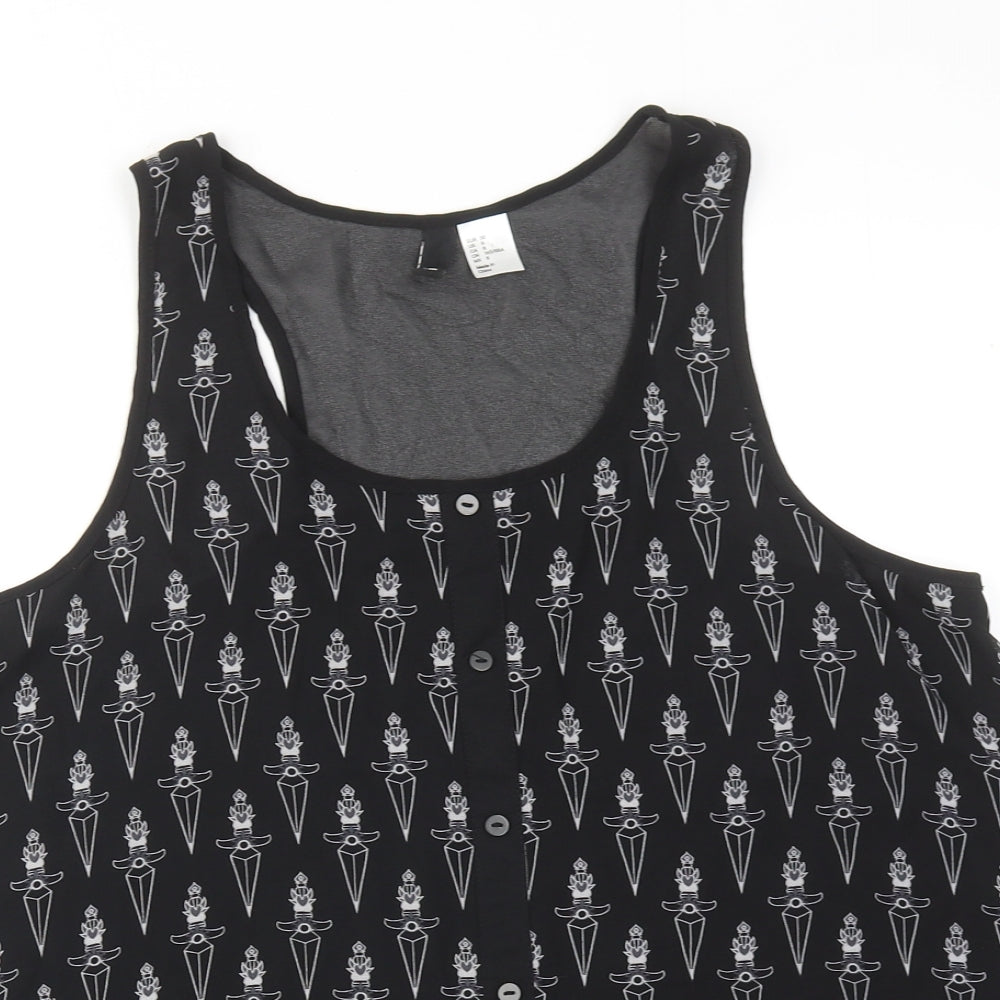 Womens UK Size 12 H&M Black Basic Tank