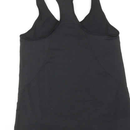 DECATHLON Womens Black Polyester Basic Tank Size S Scoop Neck Pullover - Slogan