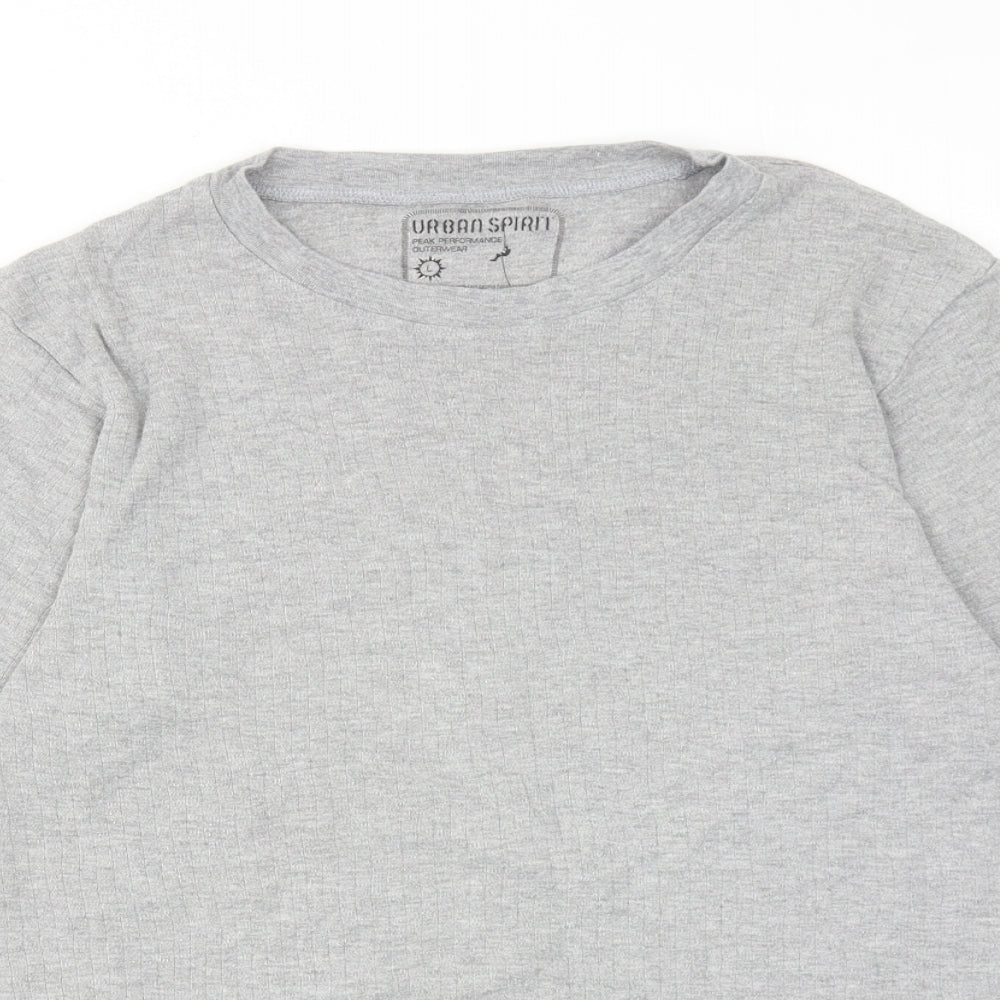 UrbanSpirit Mens Grey Cotton T-Shirt Size L Round Neck
