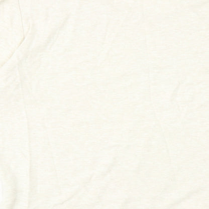 EWM Womens Beige Cotton Basic T-Shirt Size 18 Crew Neck - Floral Detail