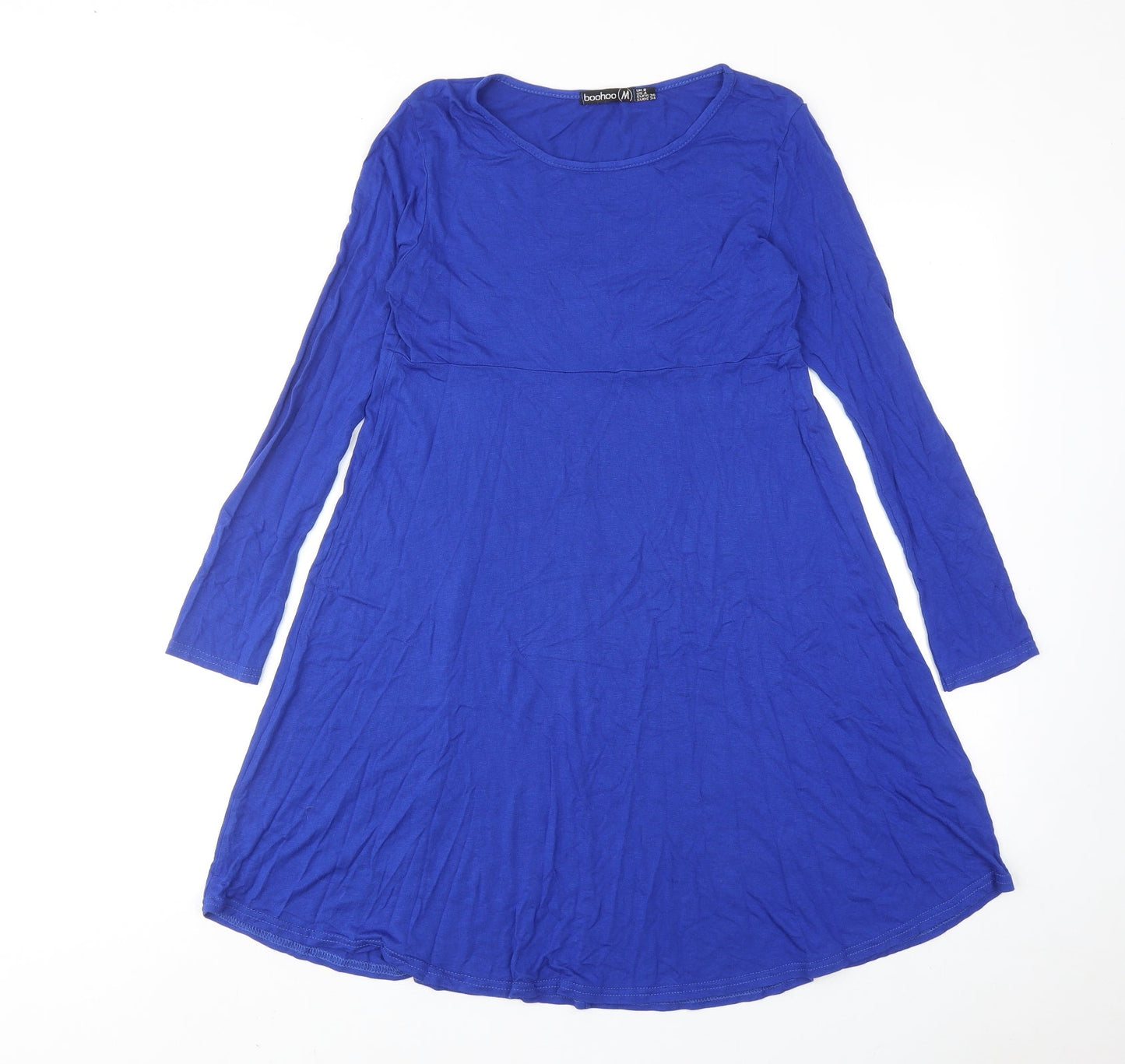 Boohoo Womens Blue Viscose Jumper Dress Size 8 Round Neck Pullover