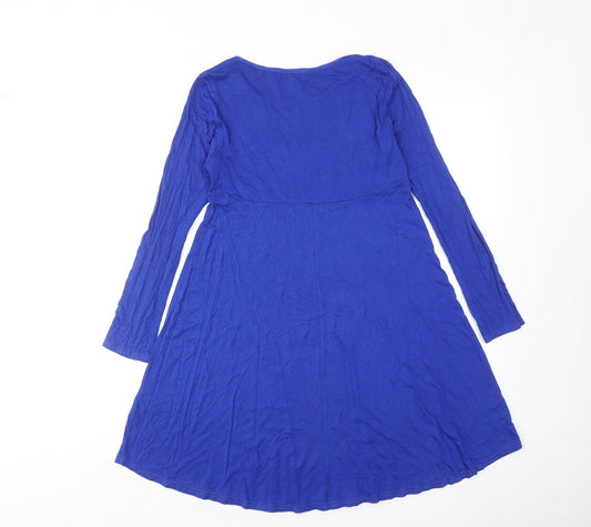 Boohoo Womens Blue Viscose Jumper Dress Size 8 Round Neck Pullover