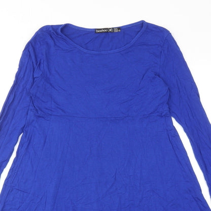 Boohoo Womens Blue Viscose Jumper Dress Size 8 Round Neck Pullover