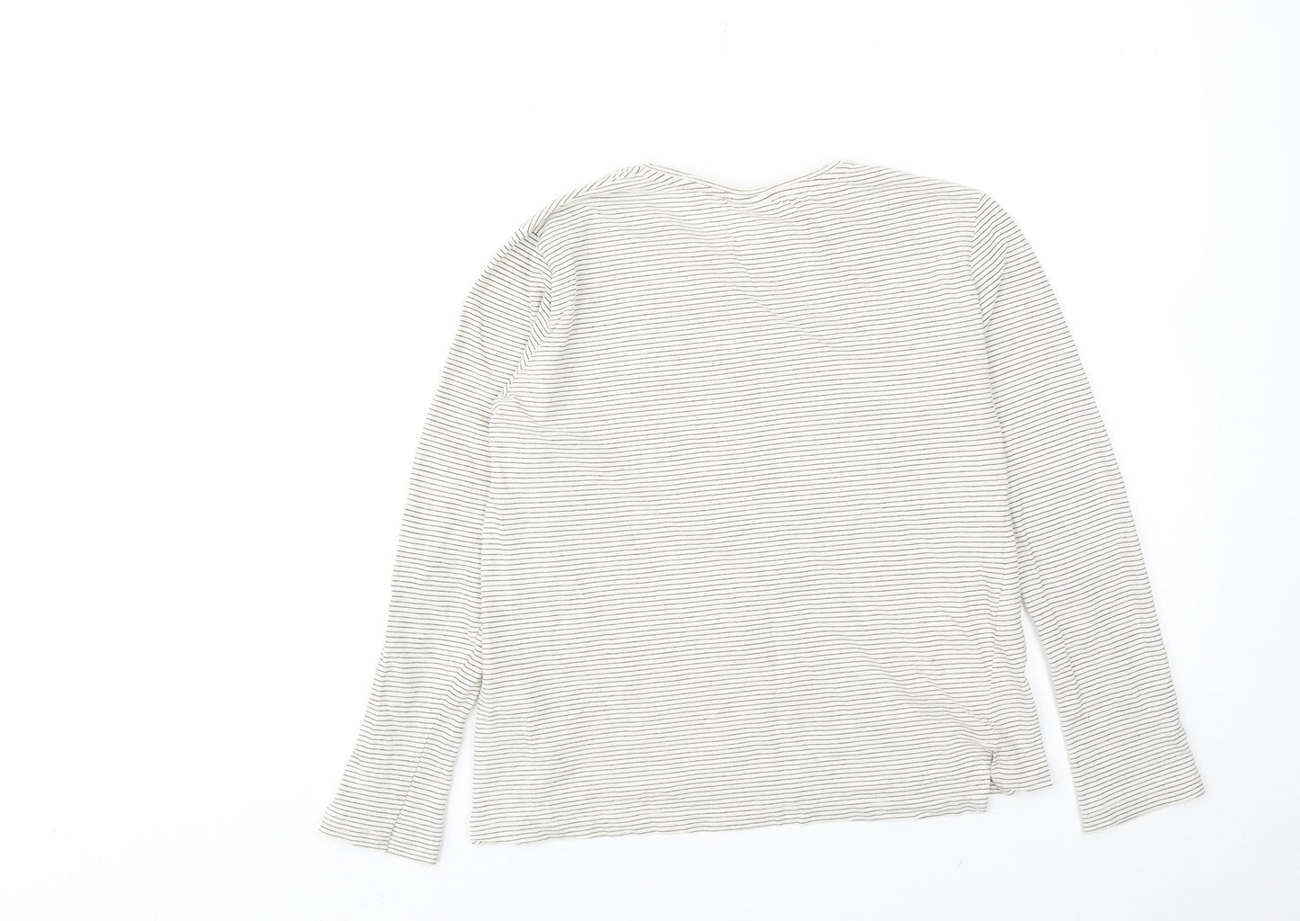 Zara Girls White Striped Cotton Basic T-Shirt Size 11-12 Years Crew Neck Pullover