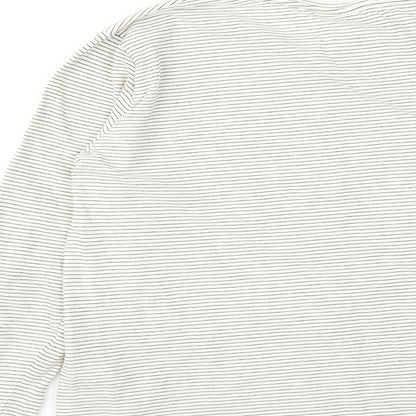 Zara Girls White Striped Cotton Basic T-Shirt Size 11-12 Years Crew Neck Pullover