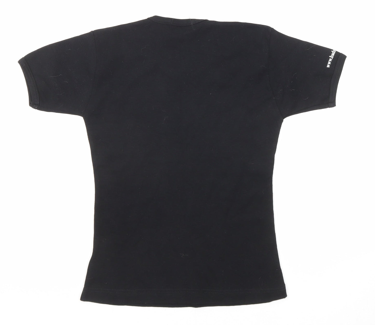 Bad Mothers Club Womens Black Cotton Basic T-Shirt Size S Round Neck