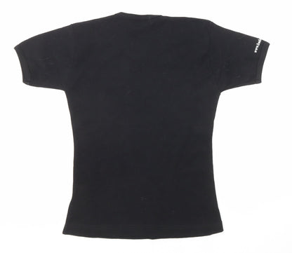 Bad Mothers Club Womens Black Cotton Basic T-Shirt Size S Round Neck
