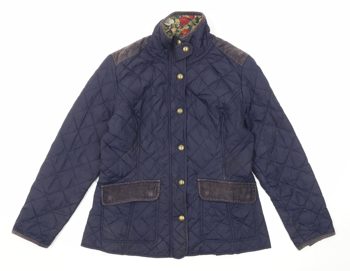 Avenue Womens Blue Quilted Jacket Size M Zip