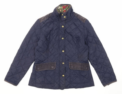 Avenue Womens Blue Quilted Jacket Size M Zip