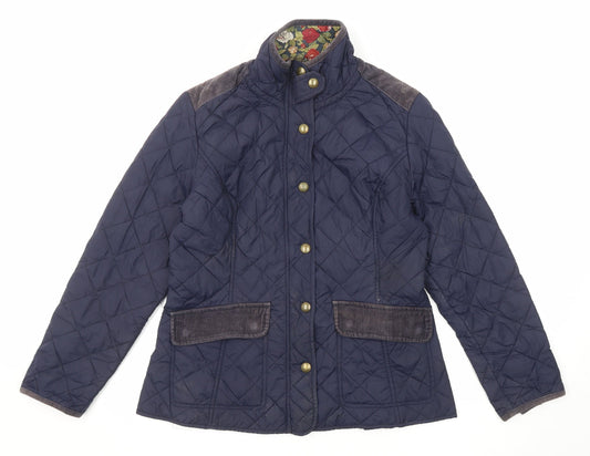 Avenue Womens Blue Quilted Jacket Size M Zip