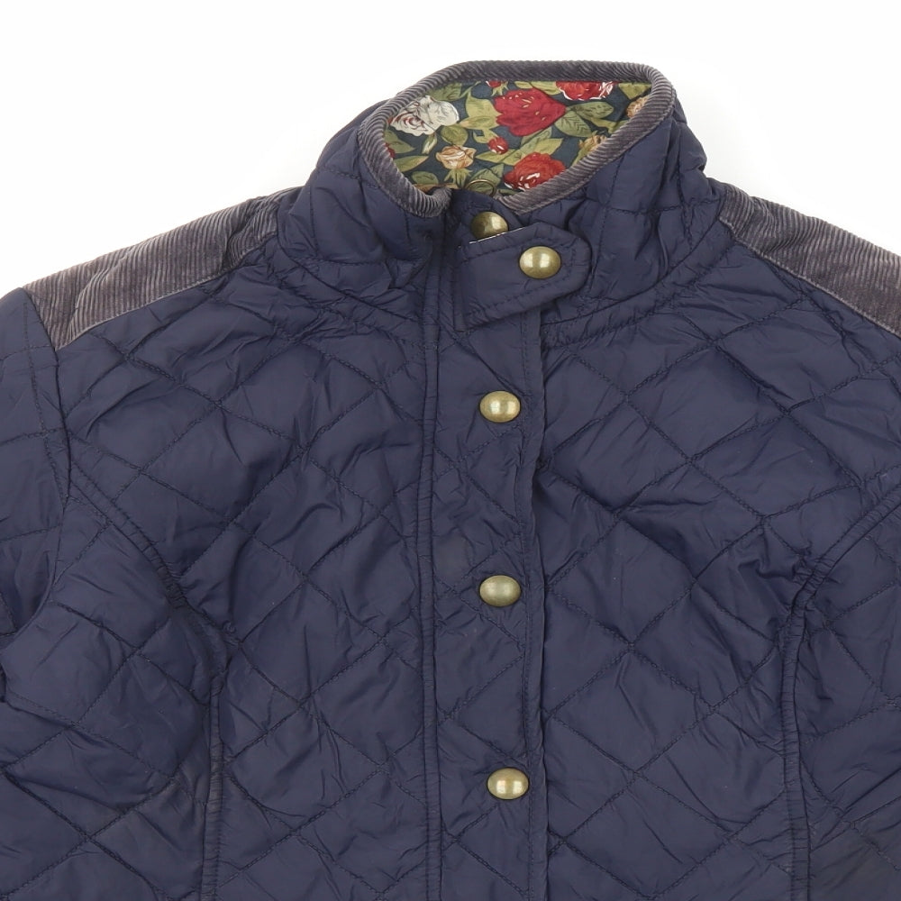 Avenue Womens Blue Quilted Jacket Size M Zip