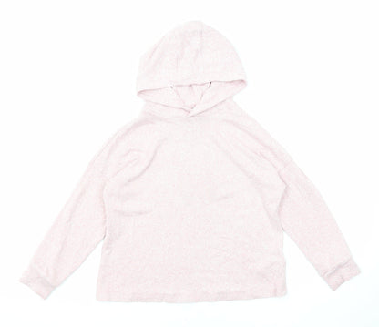 Marks and Spencer Girls Pink Viscose Pullover Hoodie Size 7-8 Years Pullover