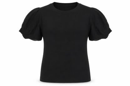 Womens UK Size S Mango Black Basic T-Shirt