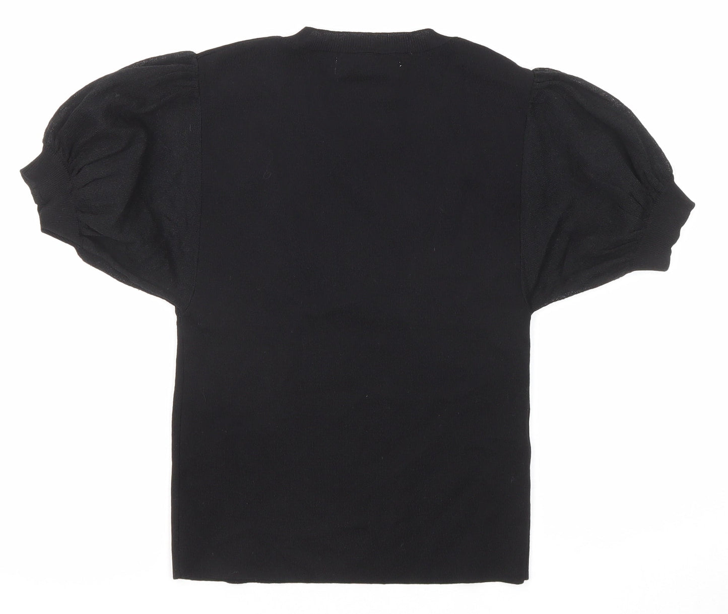 Womens UK Size S Mango Black Basic T-Shirt