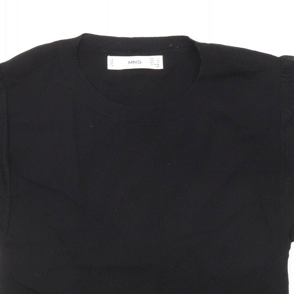 Womens UK Size S Mango Black Basic T-Shirt
