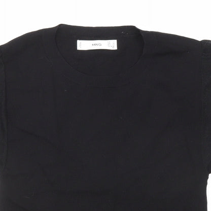 Womens UK Size S Mango Black Basic T-Shirt