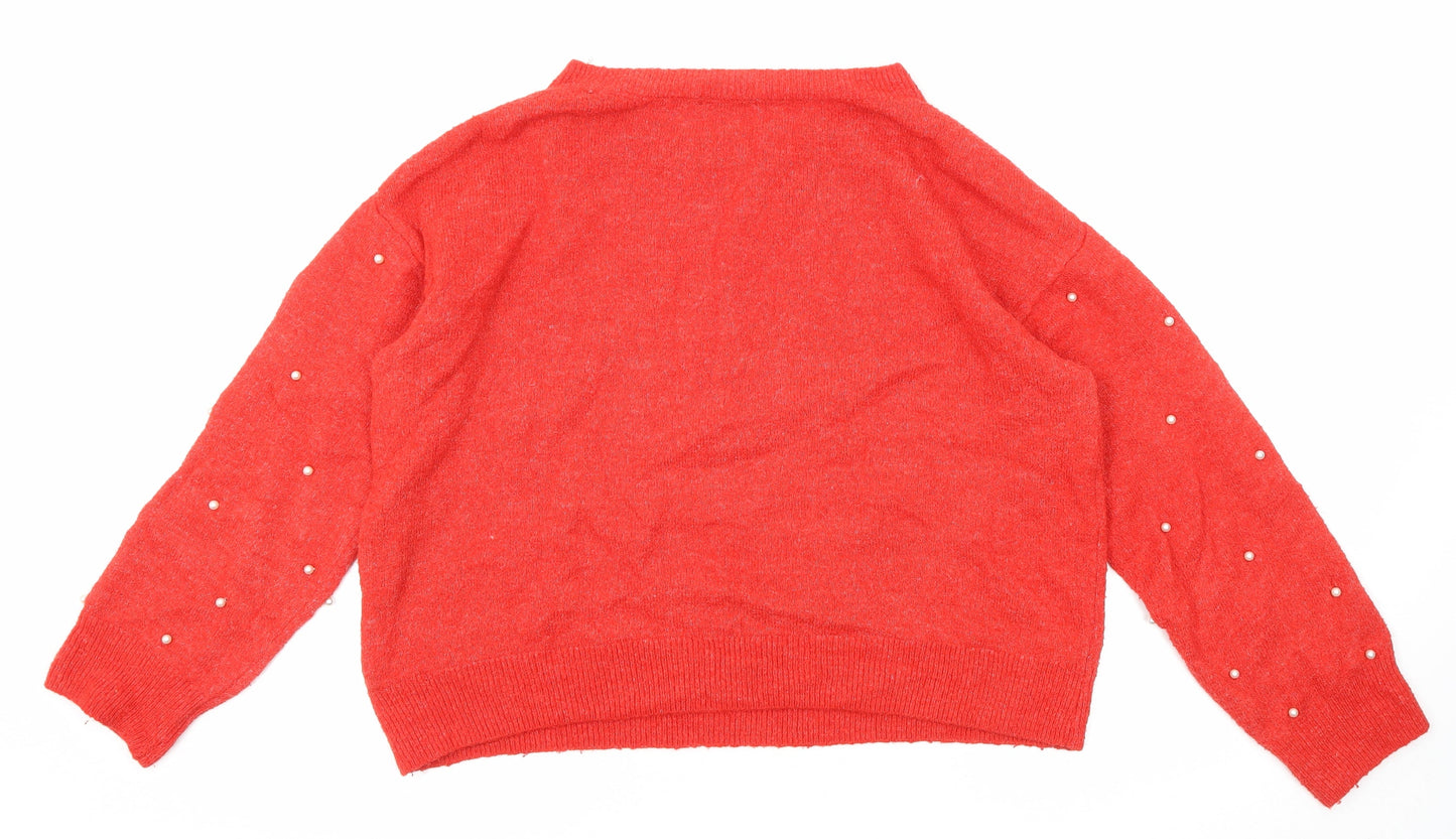 Womens UK Size S H&M Red Pullover Jumper