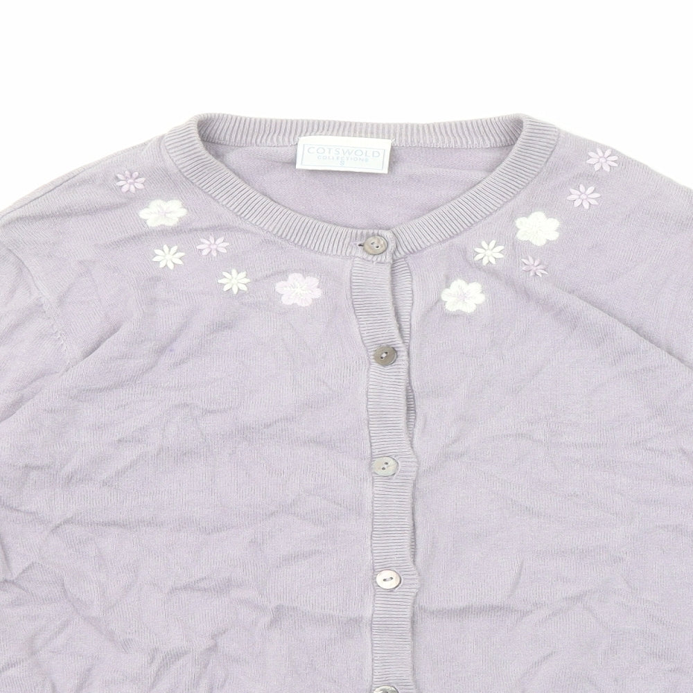 Womens UK Size S Cotswold Purple Cardigan Jumper