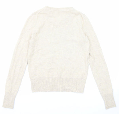 Gap Womens Beige Round Neck Cotton Pullover Jumper Size XS