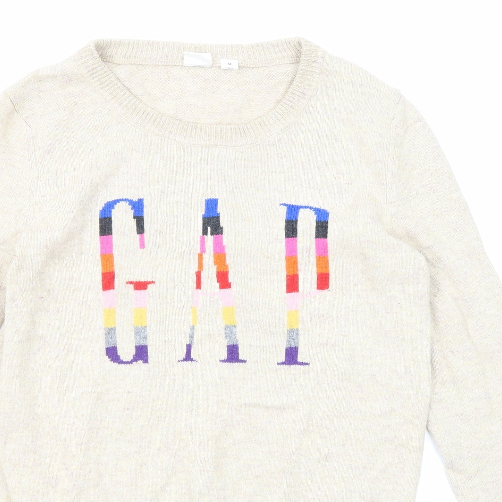 Gap Womens Beige Round Neck Cotton Pullover Jumper Size XS