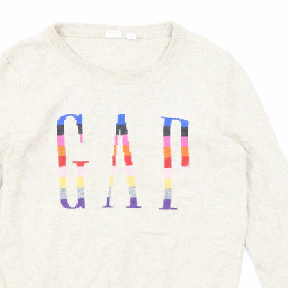 Gap Womens Beige Round Neck Cotton Pullover Jumper Size XS