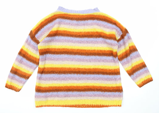 Topshop Womens Multicoloured Boat Neck Striped Acrylic Pullover Jumper Size S