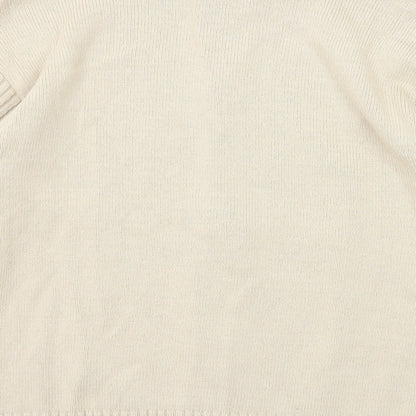 Urban Stone Mens Beige Mock Neck Acrylic Full Zip Jumper Size L Long Sleeve