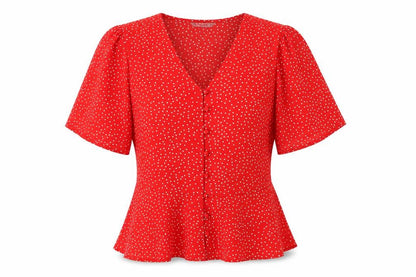 Womens UK Size 6 New Look Red Basic Blouse