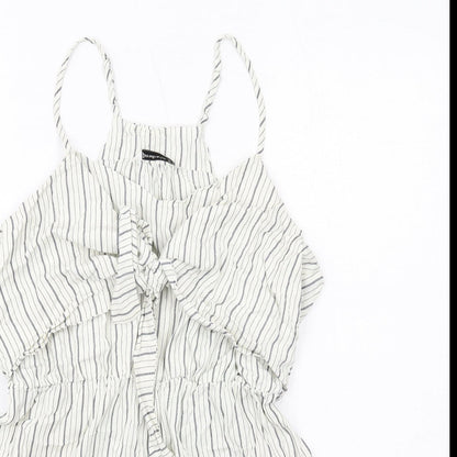 Stradivarius Womens White Striped Modal Playsuit One-Piece Size M Pullover