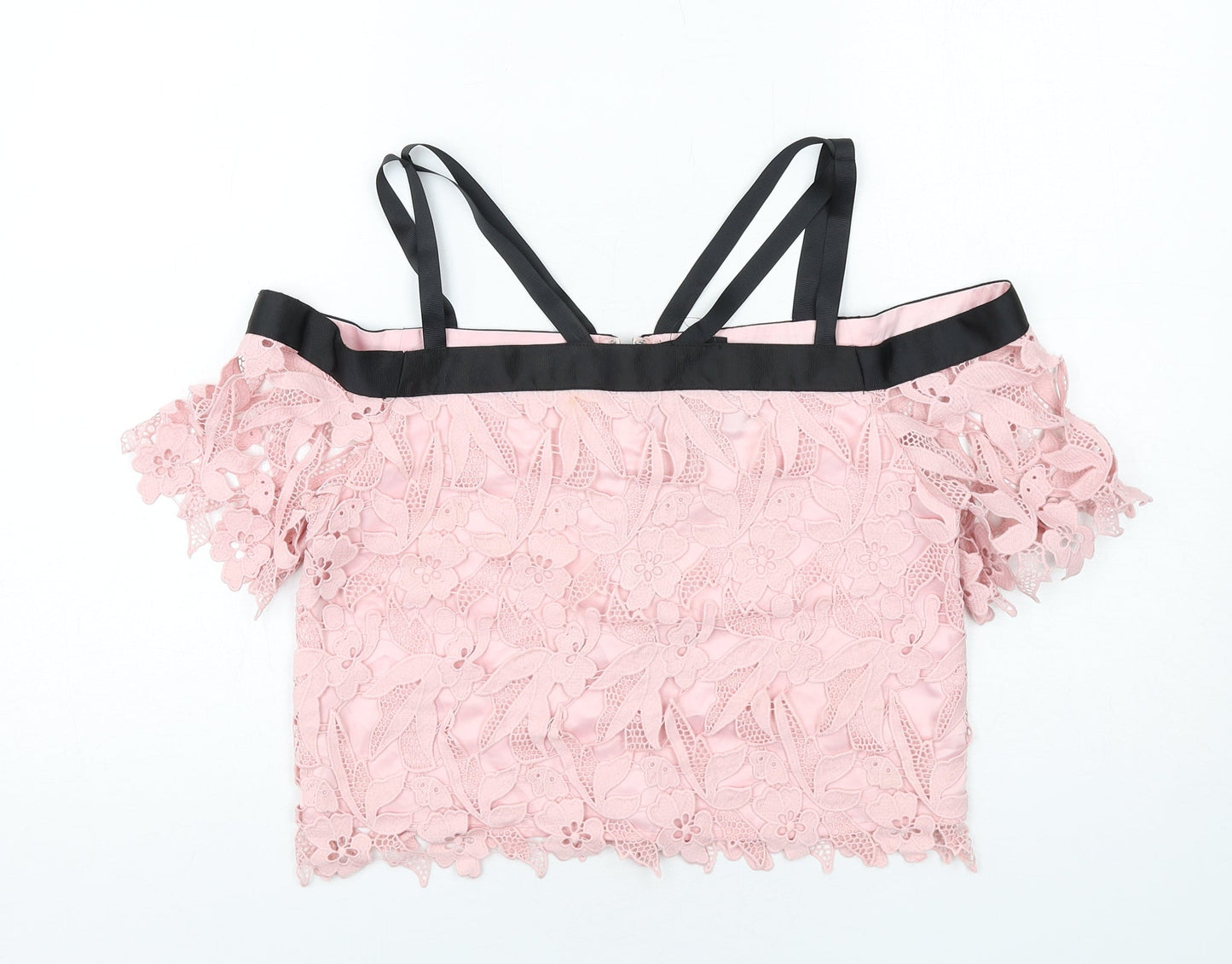 Womens UK Size 10 Topshop Pink Cropped Blouse