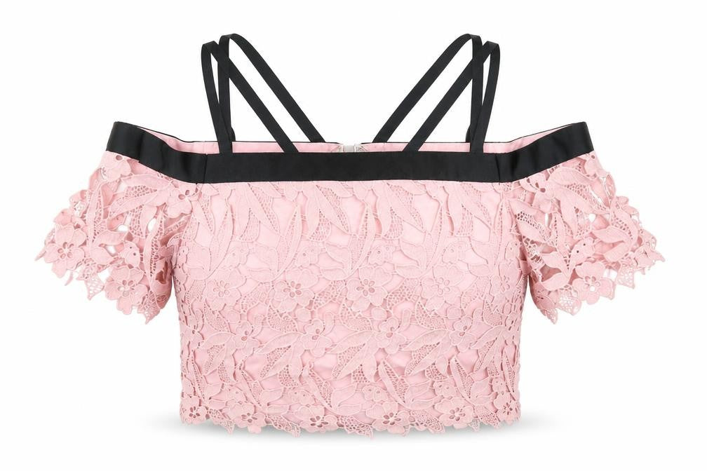 Womens UK Size 10 Topshop Pink Cropped Blouse