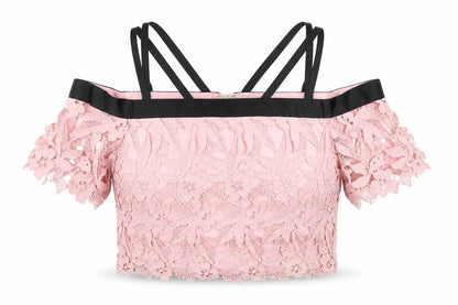 Womens UK Size 10 Topshop Pink Cropped Blouse