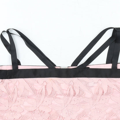 Womens UK Size 10 Topshop Pink Cropped Blouse