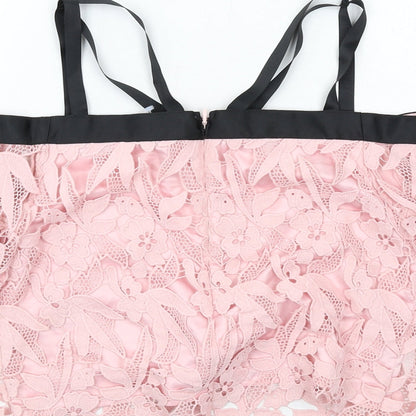 Womens UK Size 10 Topshop Pink Cropped Blouse