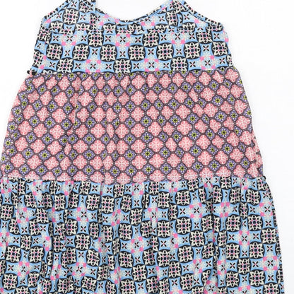 Topshop Womens Multicoloured Geometric Polyester Slip Dress Size 8 Round Neck Pullover