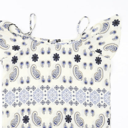 Boohoo Womens Multicoloured Paisley Polyester A-Line Size 10 Round Neck Pullover - Cold shoulder