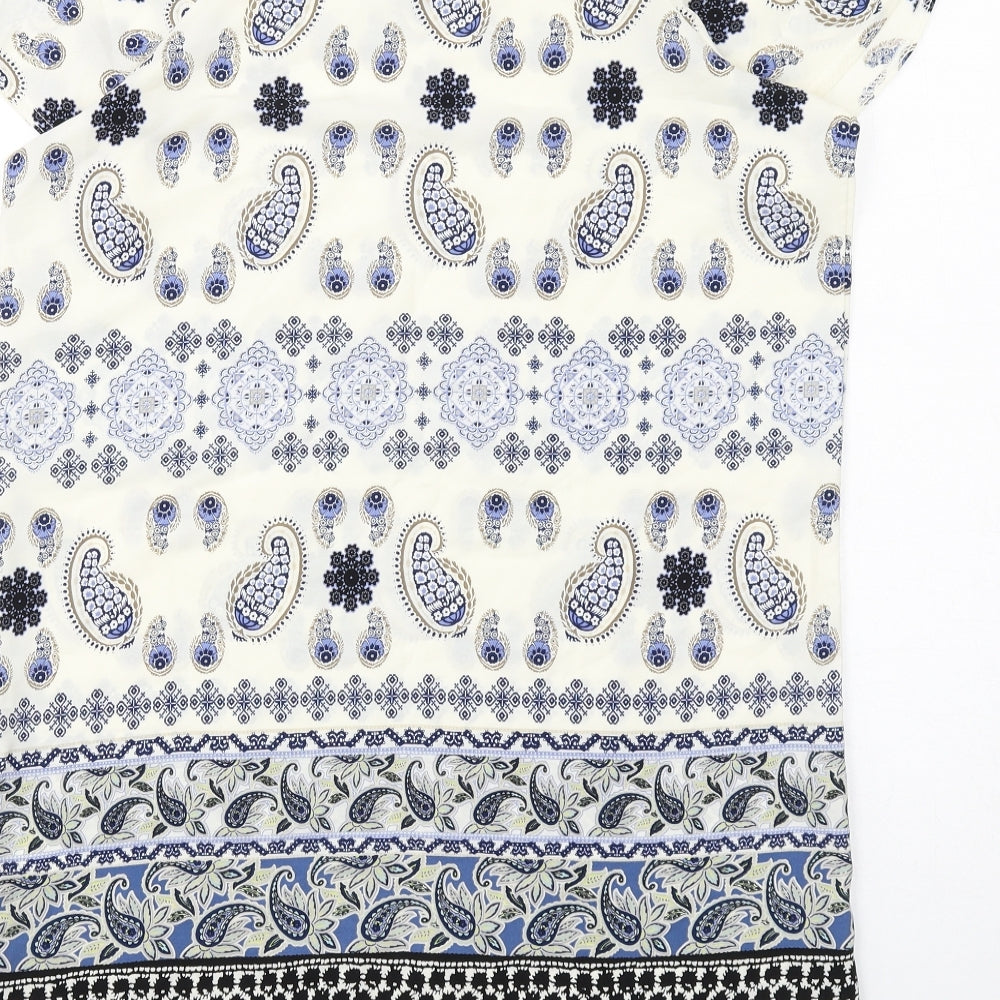 Boohoo Womens Multicoloured Paisley Polyester A-Line Size 10 Round Neck Pullover - Cold shoulder