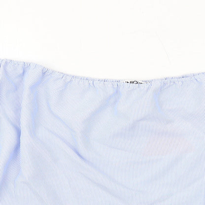 Unique 21 Womens Blue Striped Polyester Cropped Blouse Size 16 Off the Shoulder