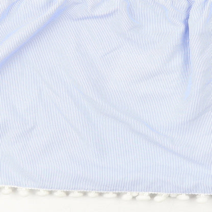 Unique 21 Womens Blue Striped Polyester Cropped Blouse Size 16 Off the Shoulder