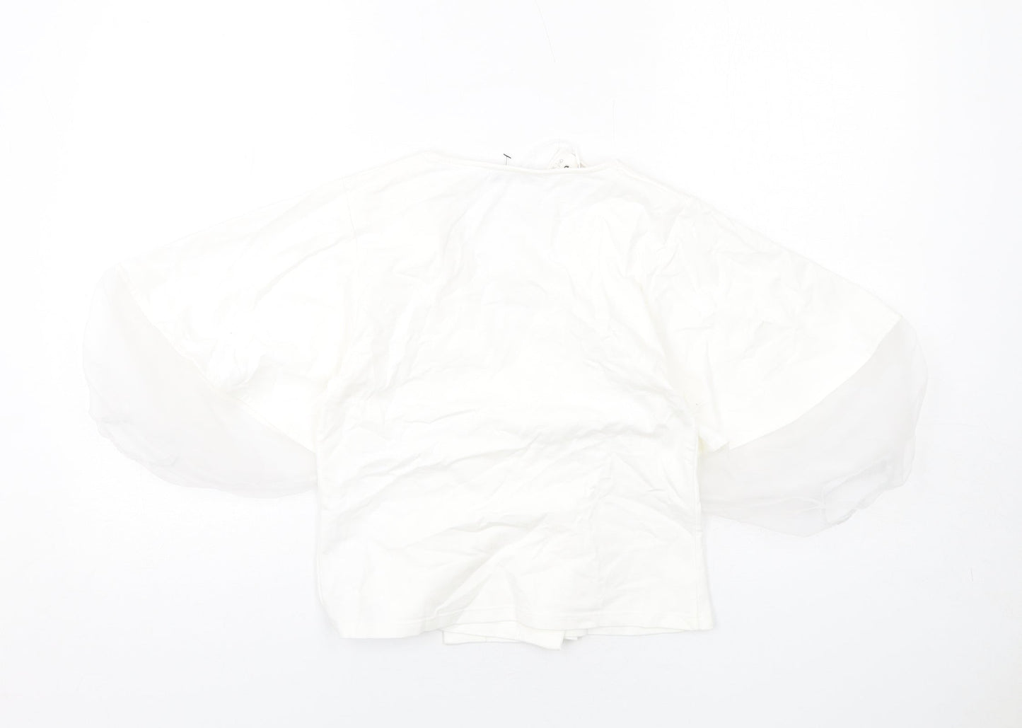 Womens UK Size S Zara White Cropped Blouse