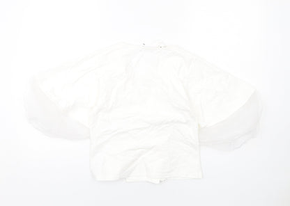 Womens UK Size S Zara White Cropped Blouse