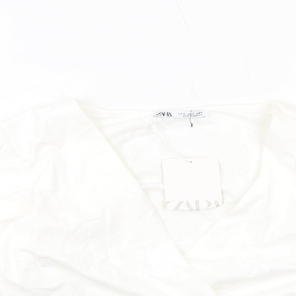 Womens UK Size S Zara White Cropped Blouse