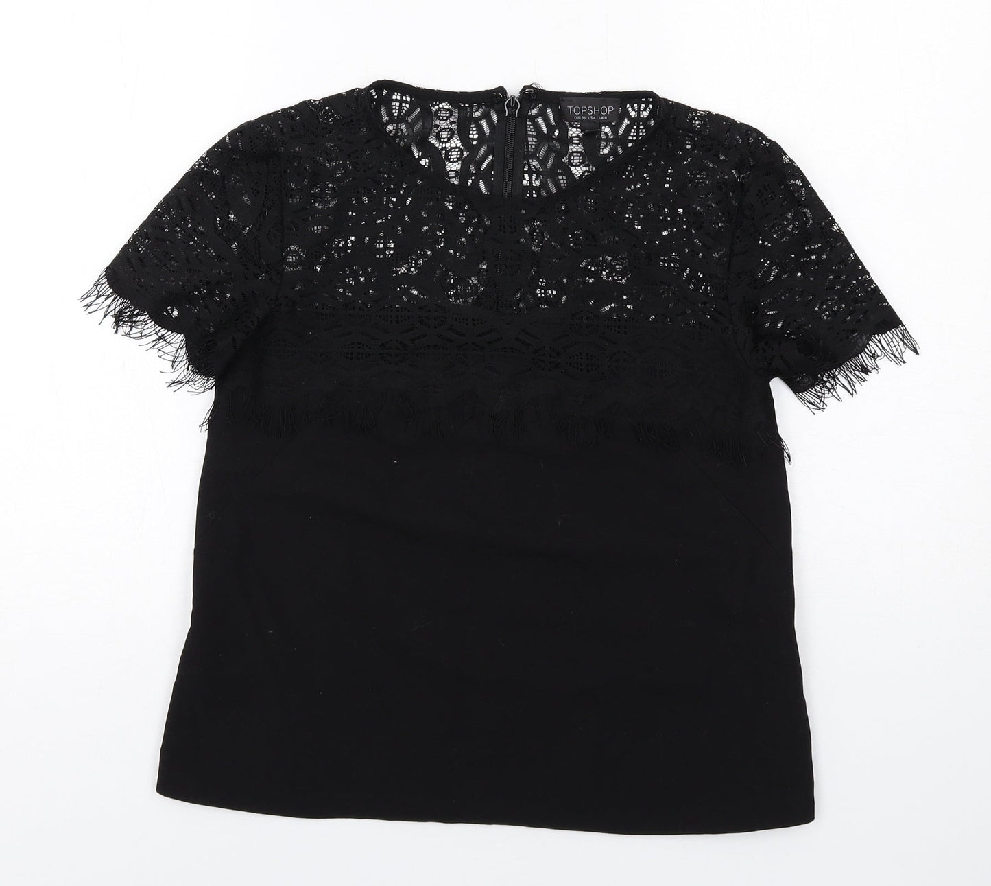Womens UK Size 8 Topshop Black Basic Blouse