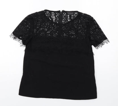 Womens UK Size 8 Topshop Black Basic Blouse