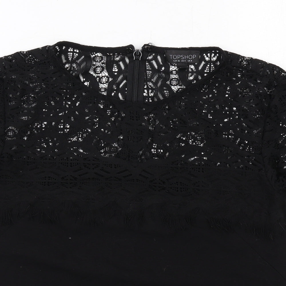 Womens UK Size 8 Topshop Black Basic Blouse