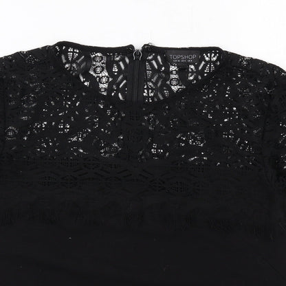Womens UK Size 8 Topshop Black Basic Blouse