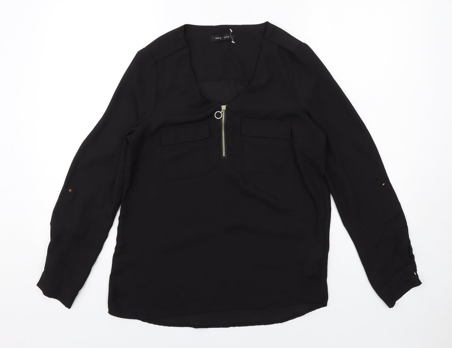 Womens UK Size 8 New Look Black Basic Blouse