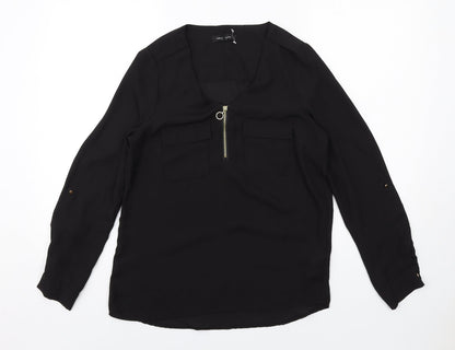 Womens UK Size 8 New Look Black Basic Blouse